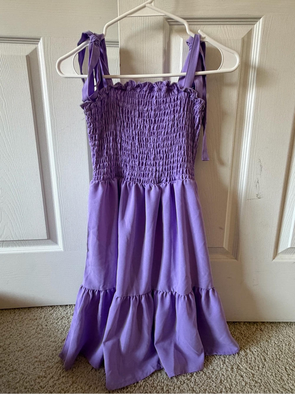 Lilac Smocked Sundress with Tie Straps